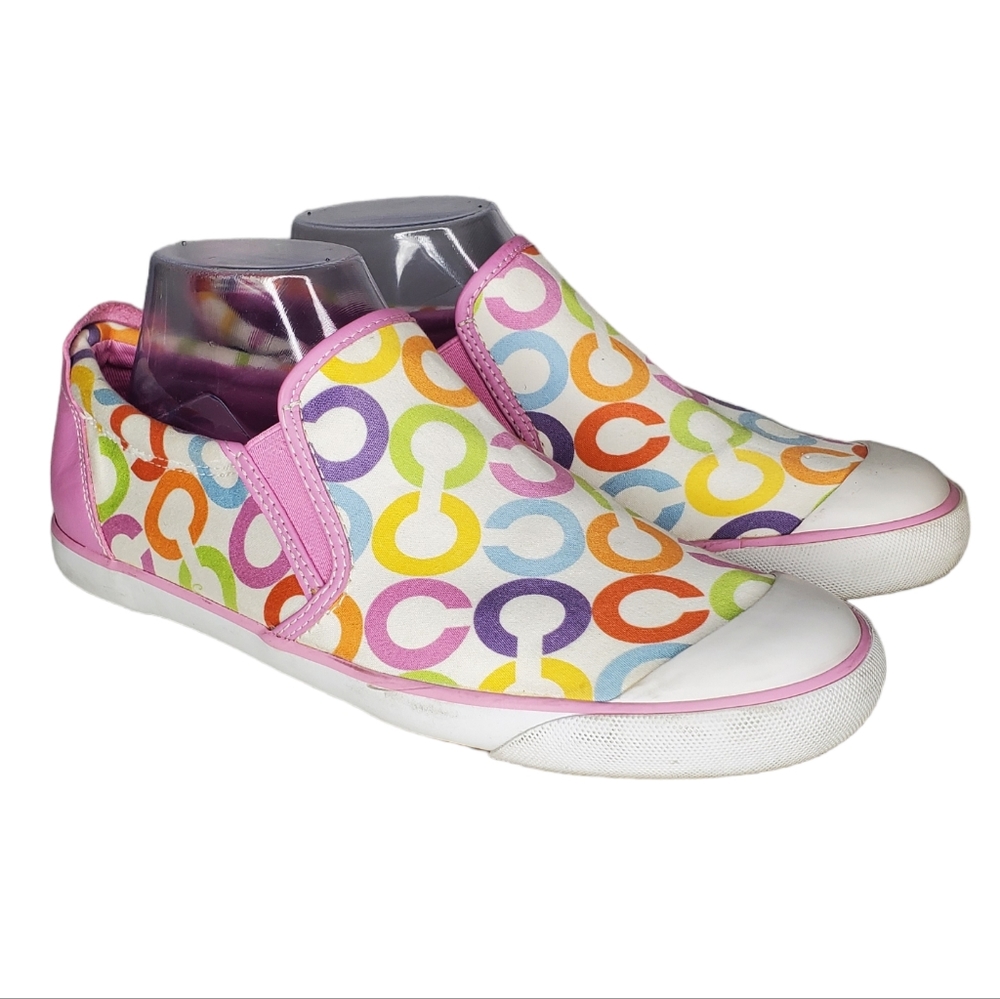 COACH Beale Slip On Sneaker Signature Print Pink Sz 10B